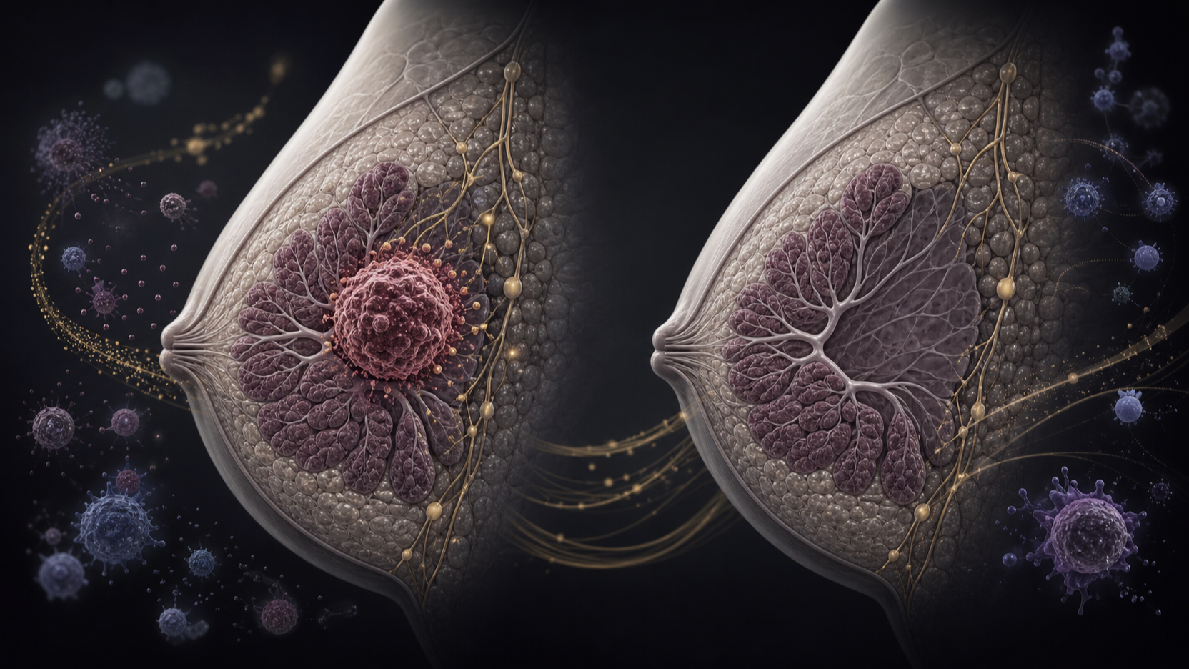 Original medical illustration for: Understanding the Benefits and Risks of Breast Cancer Treatments Before and After Surgery